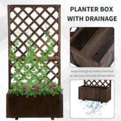 Outsunny Garden Planter Stand With Trellis - Brown - 845-127BN 16 Outsunny Garden Planter Stand With Trellis - Brown - 845-127BN -OUTSUNNY Sales Shop outsunny 845127bn 2