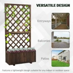 Outsunny Garden Planter Stand With Trellis - Brown - 845-127BN 15 Outsunny Garden Planter Stand With Trellis - Brown - 845-127BN -OUTSUNNY Sales Shop outsunny 845127bn 4