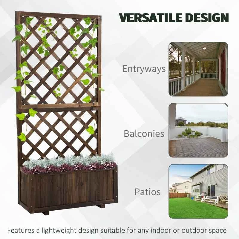 Outsunny Garden Planter Stand With Trellis - Brown - 845-127BN 7 Outsunny Garden Planter Stand With Trellis - Brown - 845-127BN - Image 7