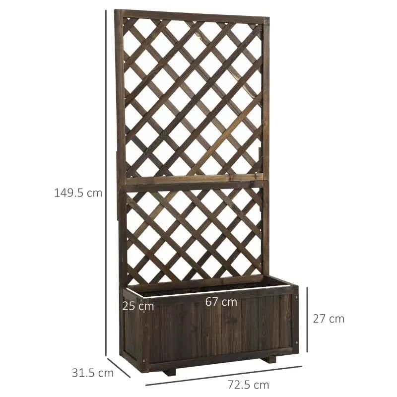 Outsunny Garden Planter Stand With Trellis - Brown - 845-127BN 3 Outsunny Garden Planter Stand With Trellis - Brown - 845-127BN - Image 3