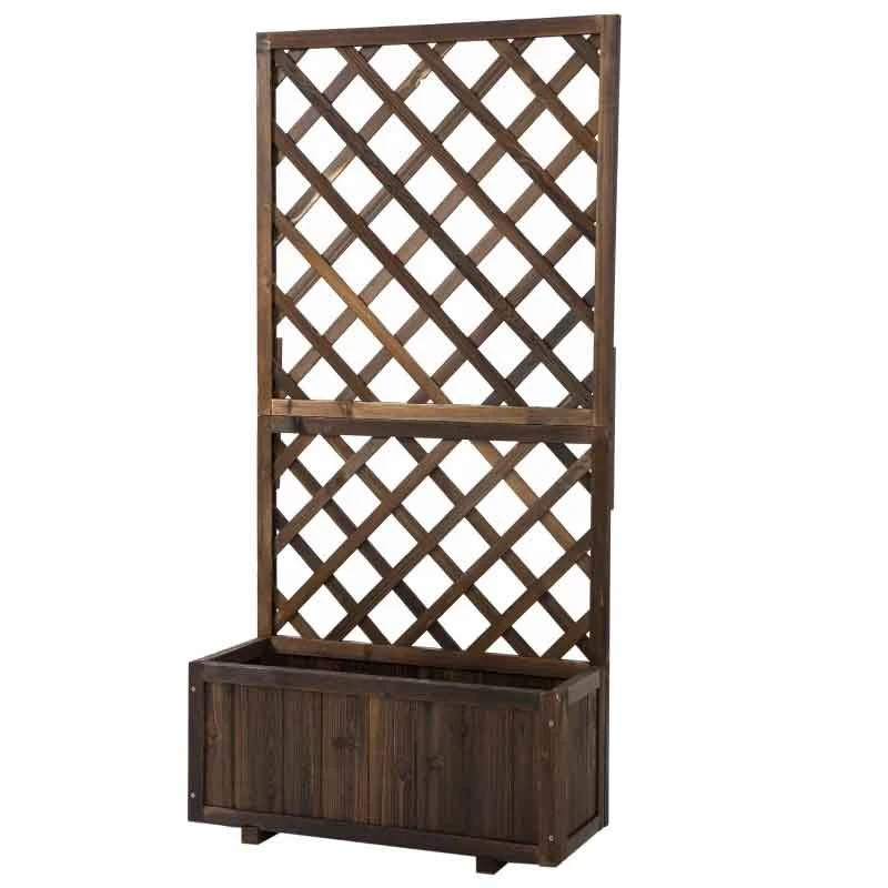 Outsunny Garden Planter Stand With Trellis - Brown - 845-127BN 2 Outsunny Garden Planter Stand With Trellis - Brown - 845-127BN - Image 2