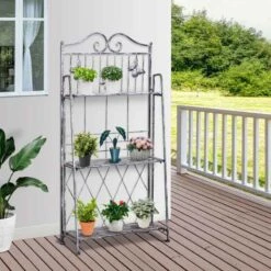 Outsunny 3 Tier Metal Plant Stand - Silver Grey - 845-220 -OUTSUNNY Sales Shop outsunny 845220