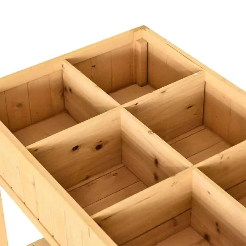 Outsunny Wooden Rectangular Raised 8 Compartment Garden Planter - Brown - 845-238V01 8 Outsunny Wooden Rectangular Raised 8 Compartment Garden Planter - Brown - 845-238V01 - Image 8