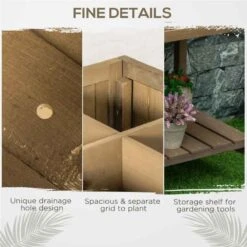 Outsunny Wooden Raised Garden Planter Stand - Brown - 845-238V01BN -OUTSUNNY Sales Shop outsunny 845238v01bn 3