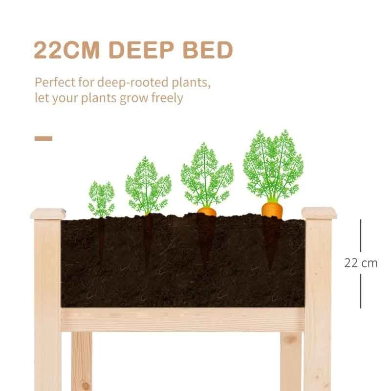 Outsunny Wooden Planting Bed - Brown - 845-239 9 Outsunny Wooden Planting Bed - Brown - 845-239 - Image 9