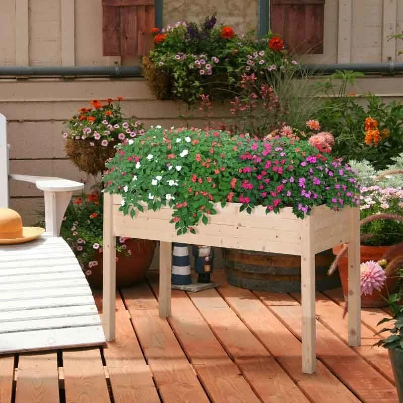 Outsunny Wooden Planting Bed - Brown - 845-239 1 Outsunny Wooden Planting Bed - Brown - 845-239