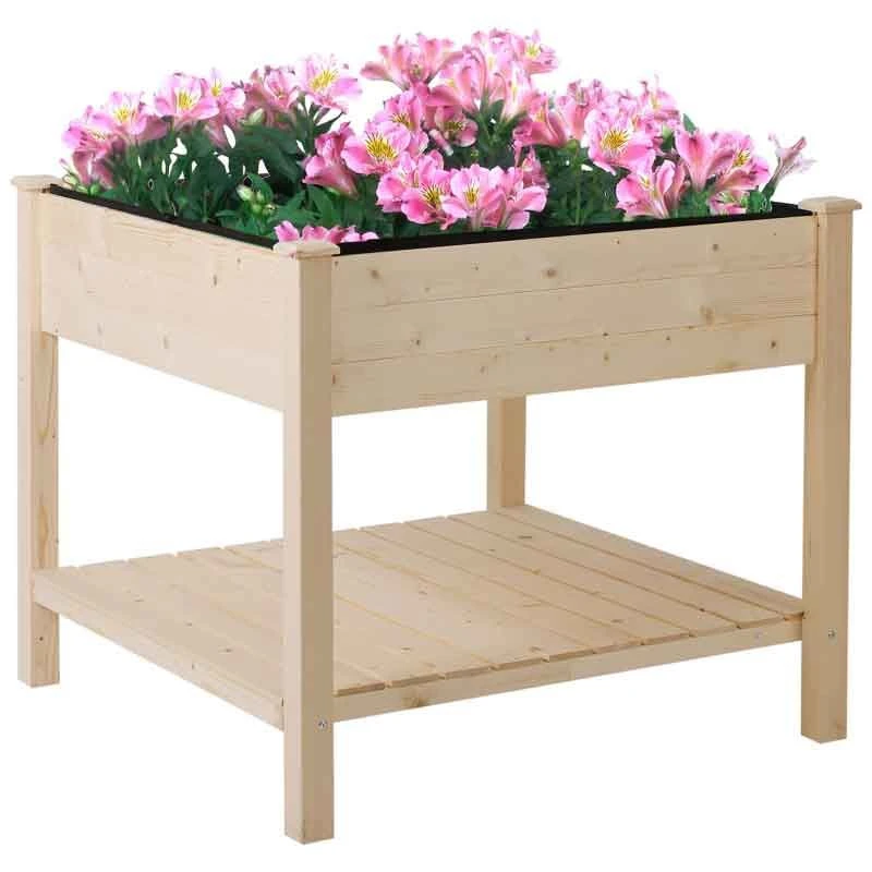 Outsunny Wooden Raised Garden Planter - Brown - 845-241 5 Outsunny Wooden Raised Garden Planter - Brown - 845-241 - Image 5