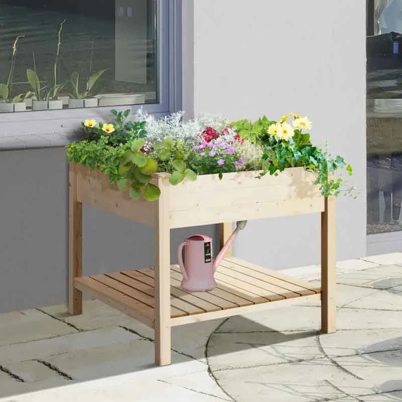 Outsunny Wooden Raised Garden Planter - Brown - 845-241 2 Outsunny Wooden Raised Garden Planter - Brown - 845-241 - Image 2