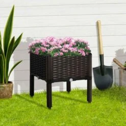 Outsunny Raised Garden Planter - Brown - 845-290