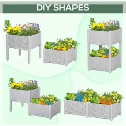 Outsunny Plastic Raised Garden Planter - Grey - 845-290V01GY -OUTSUNNY Sales Shop outsunny 845290v01gy 4