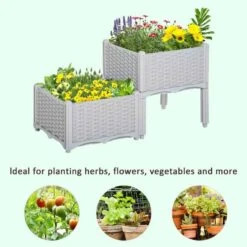Outsunny Plastic Raised Garden Planter - Grey - 845-290V01GY -OUTSUNNY Sales Shop outsunny 845290v01gy 5