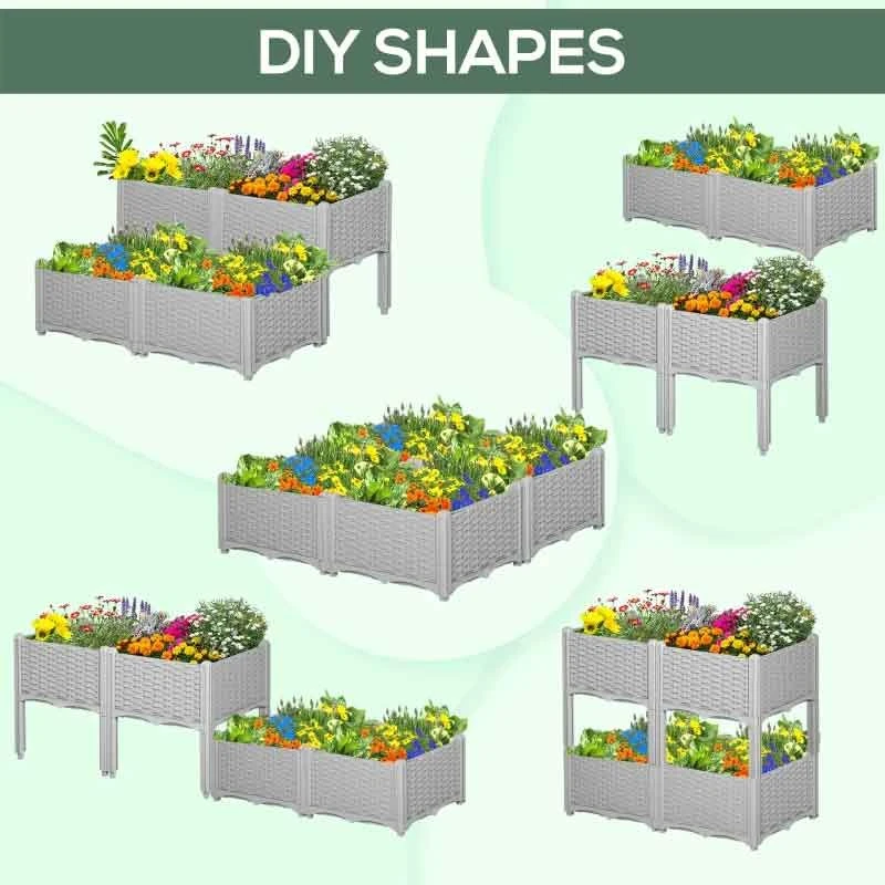 Outsunny Plastic Raised Garden Planter - Grey - 845-290V02GY 10 Outsunny Plastic Raised Garden Planter - Grey - 845-290V02GY - Image 10