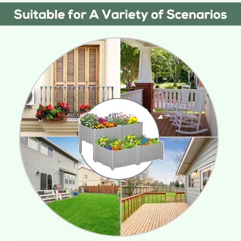 Outsunny Plastic Raised Garden Planter - Grey - 845-290V02GY 9 Outsunny Plastic Raised Garden Planter - Grey - 845-290V02GY - Image 9