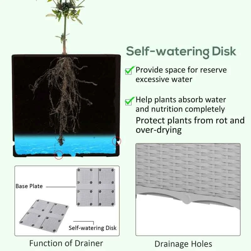 Outsunny Plastic Raised Garden Planter - Grey - 845-290V02GY 8 Outsunny Plastic Raised Garden Planter - Grey - 845-290V02GY - Image 8