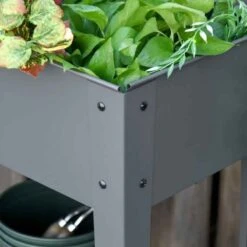 Outsunny Raised Portable Garden Bed With Shelf - Grey - 845-384GY -OUTSUNNY Sales Shop outsunny 845384gy edge