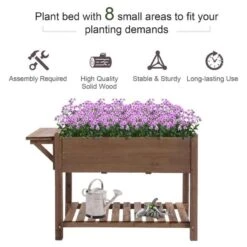Outsunny Wooden Raised Garden Planter With Shelf - Brown - 845-396 15 Outsunny Wooden Raised Garden Planter With Shelf - Brown - 845-396 -OUTSUNNY Sales Shop outsunny 845396 1