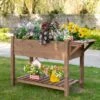 Outsunny Wooden Raised Garden Planter With Shelf - Brown - 845-396 18 Outsunny Wooden Raised Garden Planter With Shelf - Brown - 845-396 -OUTSUNNY Sales Shop outsunny 845396 main image