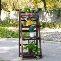 Outsunny 4 Tier Plant Stand - Brown - 845-397V01