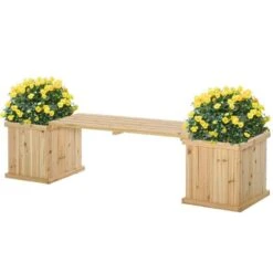 Outsunny Wooden Garden Planter & Bench Combination - Brown - 845-438ND