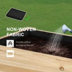 Outsunny Raised Rectangular Planter With Shelf - Natural Brown - 845-442 19 Outsunny Raised Rectangular Planter With Shelf - Natural Brown - 845-442 -OUTSUNNY Sales Shop outsunny 845442 2