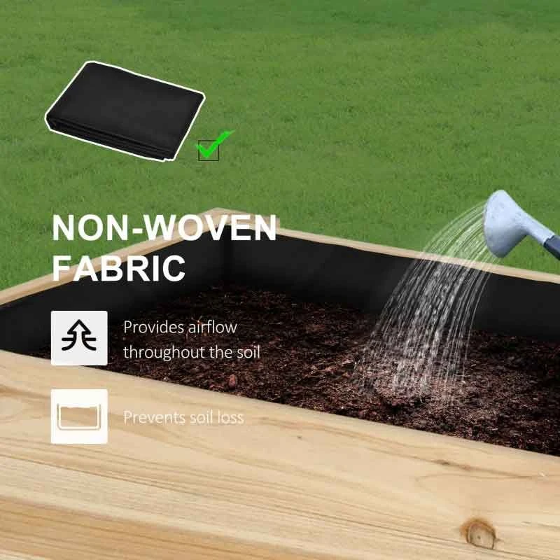 Outsunny Raised Rectangular Planter With Shelf - Natural Brown - 845-442 10 Outsunny Raised Rectangular Planter With Shelf - Natural Brown - 845-442 - Image 10