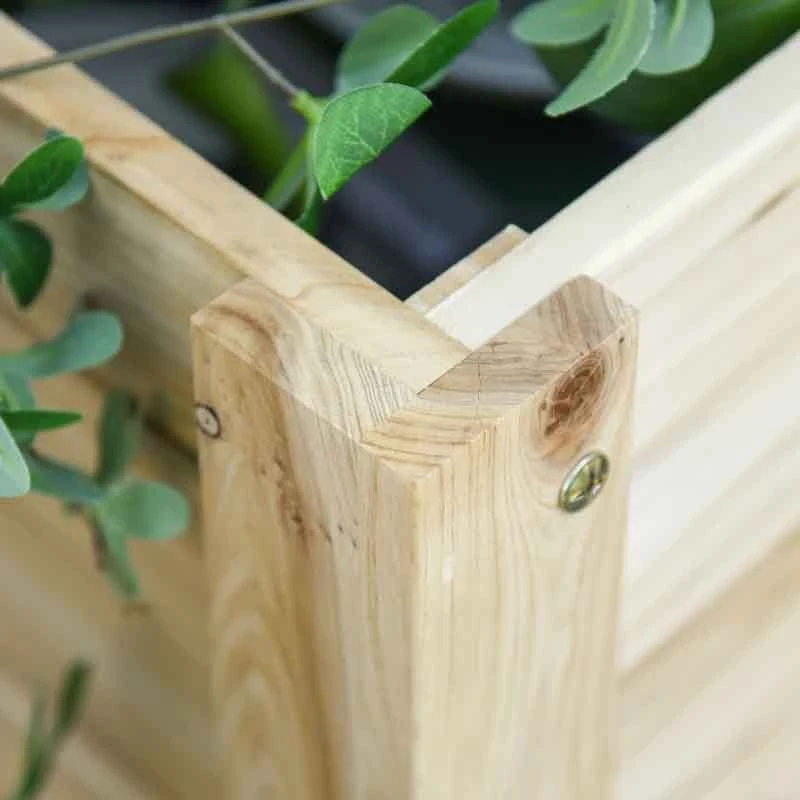 Outsunny Raised Rectangular Planter With Shelf - Natural Brown - 845-442 5 Outsunny Raised Rectangular Planter With Shelf - Natural Brown - 845-442 - Image 5