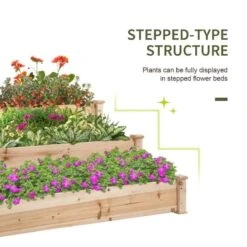 Outsunny 3 Tier Wooden Raised Garden Planter - Brown - 845-451 -OUTSUNNY Sales Shop outsunny 845451 4