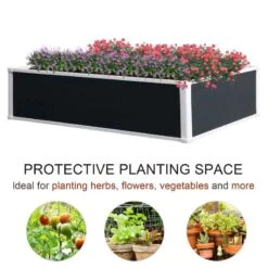 Outsunny Plastic Raised Garden Planter - Grey/White - 845-452V02 -OUTSUNNY Sales Shop outsunny 845452v02 1