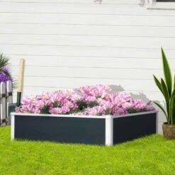 Outsunny Plastic Raised Garden Planter - Grey/White - 845-452V02