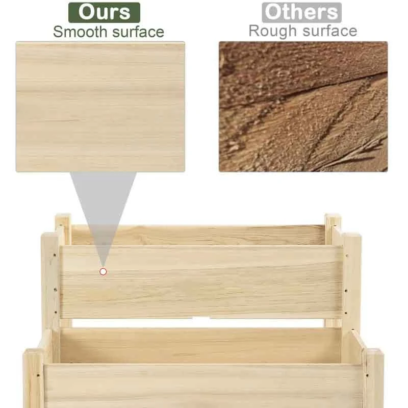 Outsunny 2 Piece Raised Planter Stand - Brown - 845-454 8 Outsunny 2 Piece Raised Planter Stand - Brown - 845-454 - Image 8