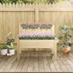 Outsunny 2 Piece Raised Planter Stand - Brown - 845-454