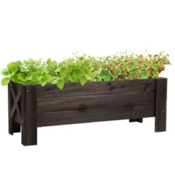 Outsunny Raised Garden Planter - Brown - 845-458 -OUTSUNNY Sales Shop outsunny 845458 front view