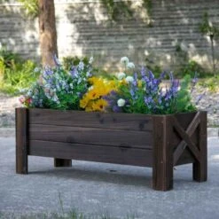 Outsunny Raised Garden Planter - Brown - 845-458