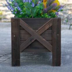 Outsunny Raised Garden Planter - Brown - 845-458 -OUTSUNNY Sales Shop outsunny 845458 side view