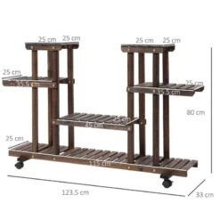 Outsunny Portable 4 Tier Plant Stand - Brown - 845-465 -OUTSUNNY Sales Shop outsunny 845465 dimensions