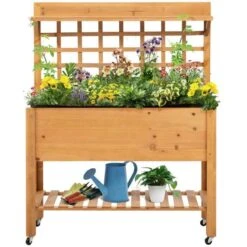 Outsunny Raised Planter With 2 Shelves - Brown - 845-475V01 7 Outsunny Raised Planter With 2 Shelves - Brown - 845-475V01 -OUTSUNNY Sales Shop outsunny 845475v01