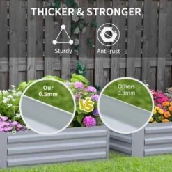 Outsunny Raised Garden Galvanized Steel Planter Boxes - Set Of 2 - Grey - 845-517GY -OUTSUNNY Sales Shop outsunny 845517gy 2