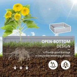 Outsunny Raised Garden Galvanized Steel Planter Boxes - Set Of 2 - Grey - 845-517GY -OUTSUNNY Sales Shop outsunny 845517gy 4