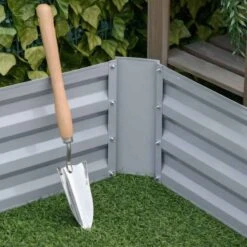 Outsunny Raised Garden Galvanized Steel Planter Boxes - Set Of 2 - Grey - 845-517GY -OUTSUNNY Sales Shop outsunny 845517gy close up