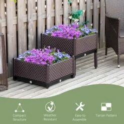 Outsunny 2 Piece Raised Garden Planter - Brown - 845-548 -OUTSUNNY Sales Shop outsunny 845548 3