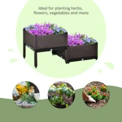 Outsunny 2 Piece Raised Garden Planter - Brown - 845-548 -OUTSUNNY Sales Shop outsunny 845548 4