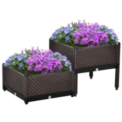 Outsunny 2 Piece Raised Garden Planter - Brown - 845-548 -OUTSUNNY Sales Shop outsunny 845548 main view