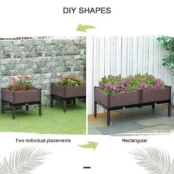 Outsunny Raised Garden Planter With Self-Watering Design - Set Of 2 - Brown - 845-555 -OUTSUNNY Sales Shop outsunny 845555 2
