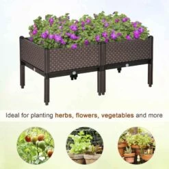 Outsunny Raised Garden Planter With Self-Watering Design - Set Of 2 - Brown - 845-555 -OUTSUNNY Sales Shop outsunny 845555 3
