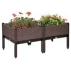 Outsunny Raised Garden Planter With Self-Watering Design - Set Of 2 - Brown - 845-555 7 Outsunny Raised Garden Planter With Self-Watering Design - Set Of 2 - Brown - 845-555 -OUTSUNNY Sales Shop outsunny 845555 5