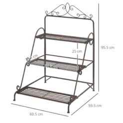Outsunny 3 Tier Stair Style Metal Plant Stand - Rust Brown - 845-570 -OUTSUNNY Sales Shop outsunny 845570 dimensions