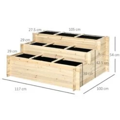 Outsunny 3 Tier Raised Garden Planter With 9 Grow Grids - Brown - 845-581 -OUTSUNNY Sales Shop outsunny 845581 dimensions