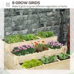 Outsunny 3 Tier Raised Garden Planter With 9 Grow Grids - Brown - 845-581 -OUTSUNNY Sales Shop outsunny 845581 lifestyle