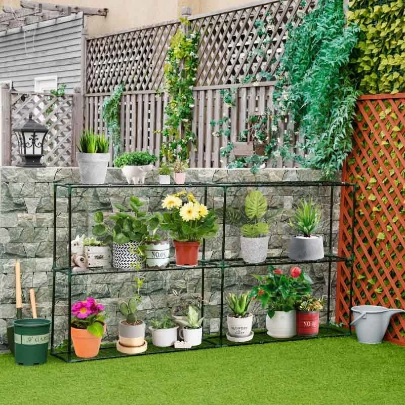 Outsunny 3 Tier Metal Plant Stand - Green - 845-593 2 Outsunny 3 Tier Metal Plant Stand - Green - 845-593 - Image 2