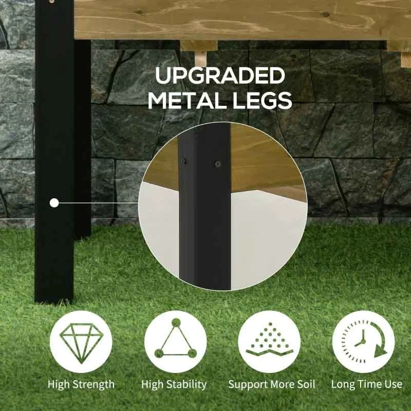 Outsunny Raised Garden Planter With Metal Legs And Non-Woven Fabric - Brown - 845-630 7 Outsunny Raised Garden Planter With Metal Legs And Non-Woven Fabric - Brown - 845-630 - Image 7